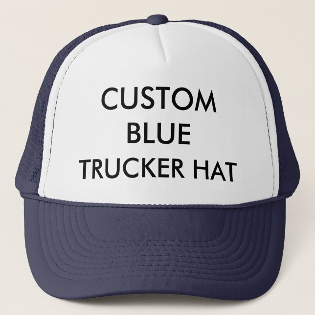 Custom Personalized NAVY BLUE & WHITE TRUCKER HAT Truckerkappe (Vorderseite)