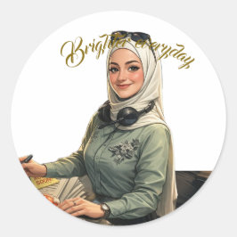 Custom Personalized Portrait Illustration  Runder Aufkleber