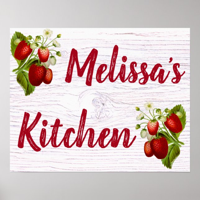 Custom Personalized Strawberry Kitchen Bistro Poster (Vorne)