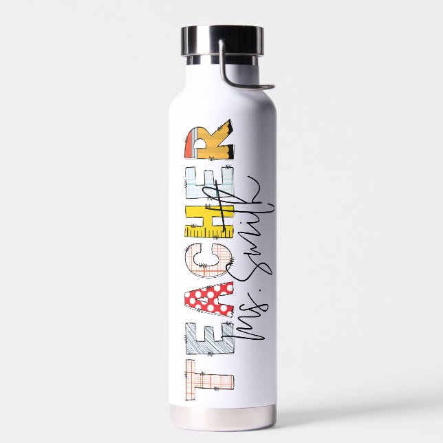 Custom Personalized Teacher Name Typography  Trinkflasche (Links)