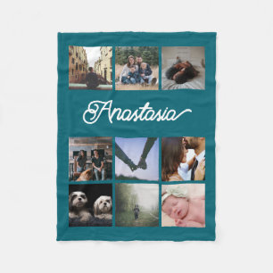 Custom Personalized Typography and Photo Collage Fleecedecke