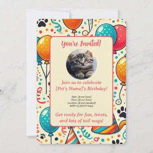Custom Pet Birthday Einladungskarte - Personalisie