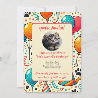 Custom Pet Birthday Einladungskarte - Personalisie