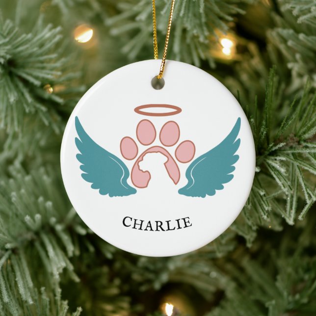 Custom Pet Foto Angel Wings Weihnachten Keramik Ornament (Baum)