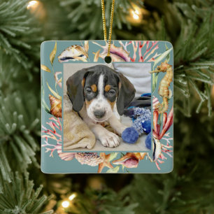 Custom Pet Foto Beach Weihnachten Keramikornament