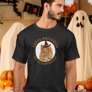 Custom Pet Foto Cat Lover Orange Black Halloween T-Shirt