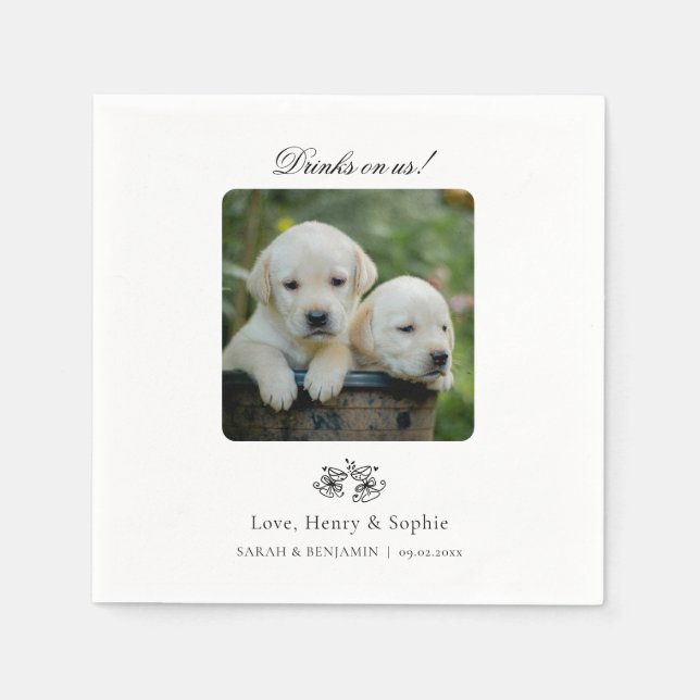 Custom Pet Foto Cocktail Napkins für Hochzeiten Serviette (Vorderseite)