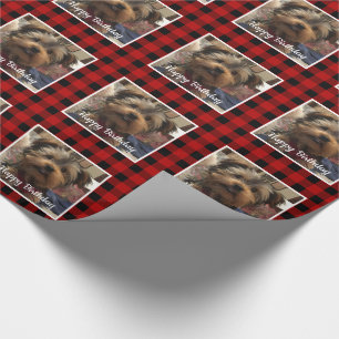 Custom Pet Foto Country Red Buffalo Karo Kariert Geschenkpapier