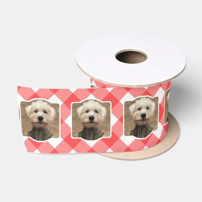 Custom Pet Foto Country Red Buffalo Karo Kariert Satinband (Spule)