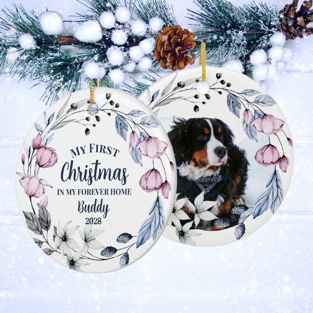 Custom Pet Foto Elegante Weihnachten Keramik Ornament (Von Creator hochgeladen)