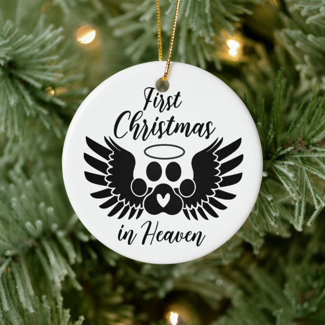 Custom Pet Foto Erstes Weihnachten im Himmel Keramik Ornament (Baum)