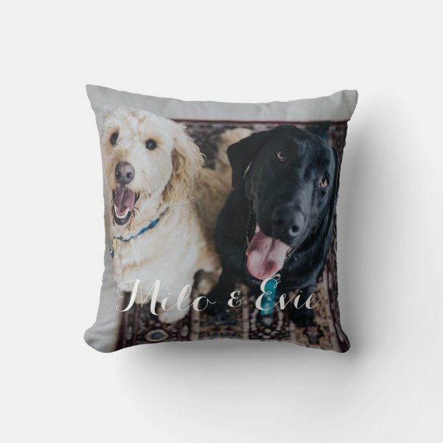 Custom Pet Foto Moderne Kalligrafie Kissen (Vorderseite)