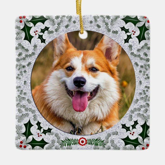 Custom Pet Foto Scottish MacPherson Clan Tartan Keramikornament (Vorderseite)