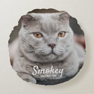 Custom Pet Foto Weihnachtsfeiertag Rundes Kissen