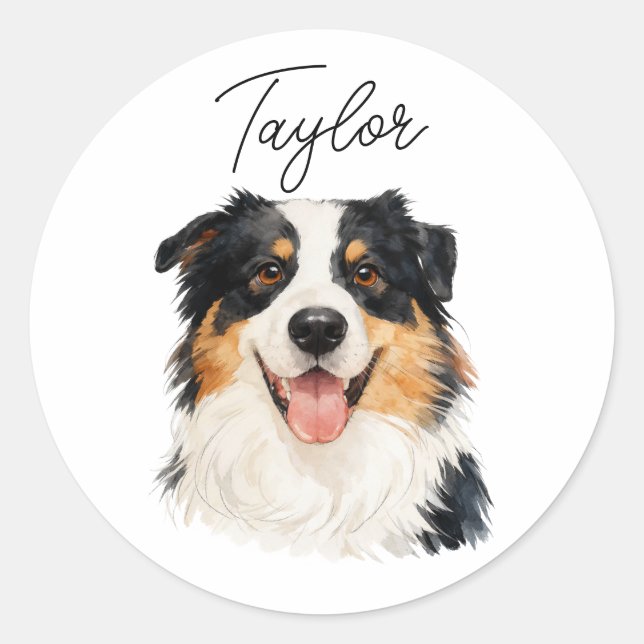 Custom Pet from Photo & Name – Personalized Dog Runder Aufkleber (Vorderseite)