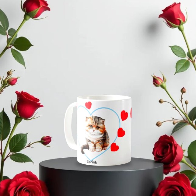 Custom Pet Hund Foto Modernes Goldenes Herz Zwei Kaffeetasse (Von Creator hochgeladen)