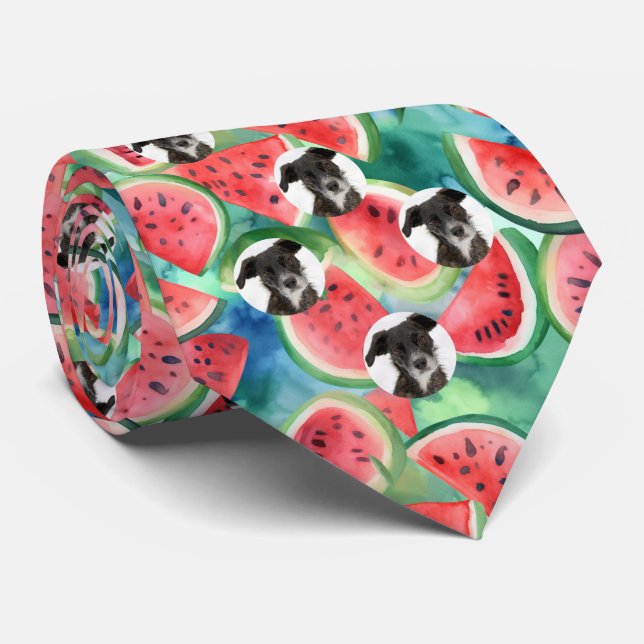 Custom Pet Hund Foto Watermelon Muster Sommer Krawatte (Gerollt)
