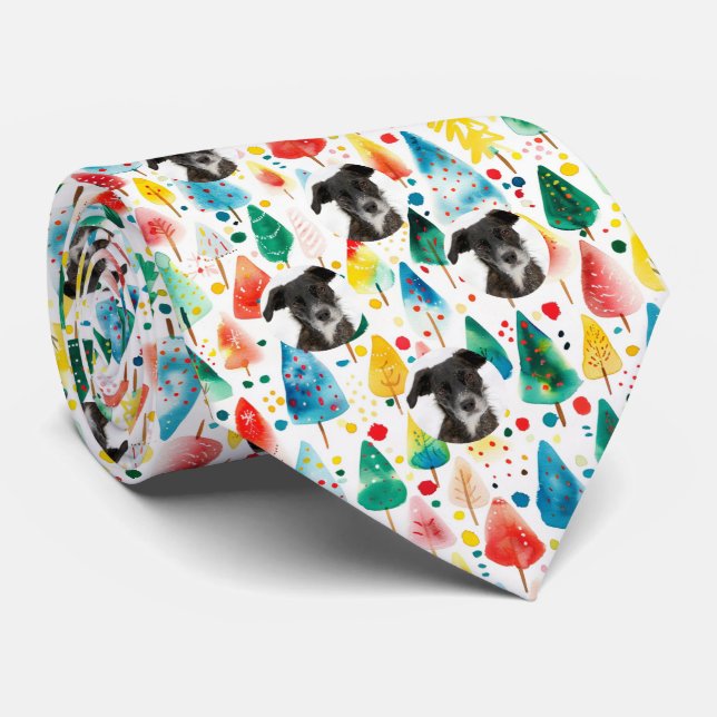 Custom Pet Hund Foto Weihnachtsmuster Krawatte (Gerollt)