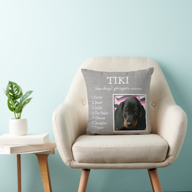Custom Pet Keepake Med Graue Imitate Leinen Kissen (Stuhl )