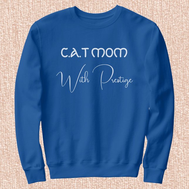 Custom Pet Lover White Script Cat Mom Deep Royal Sweatshirt (Von Creator hochgeladen)