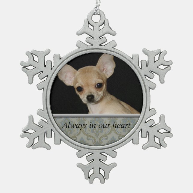 Custom Pet Memorial Pewter Snowflake Ornament (Vorderseite)