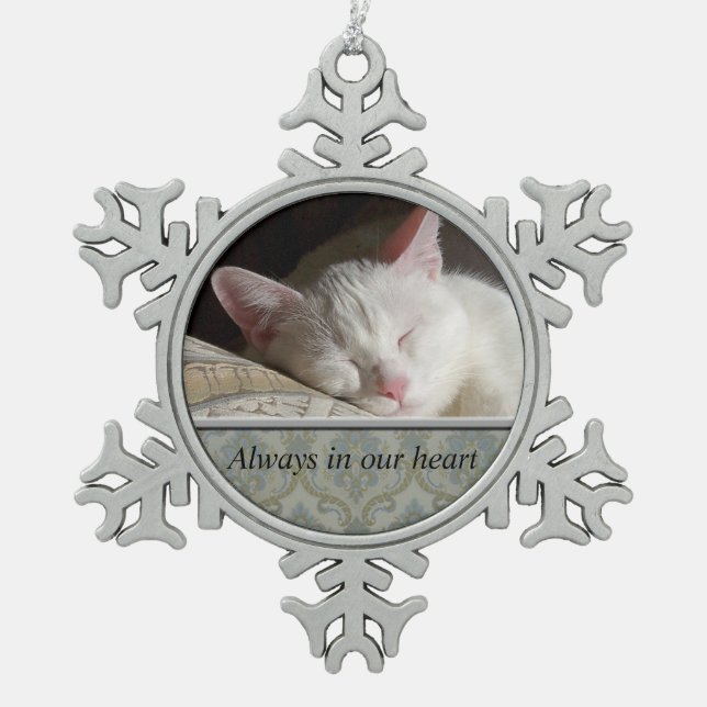 Custom Pet Memorial Pewter Snowflake Ornament (Vorderseite)
