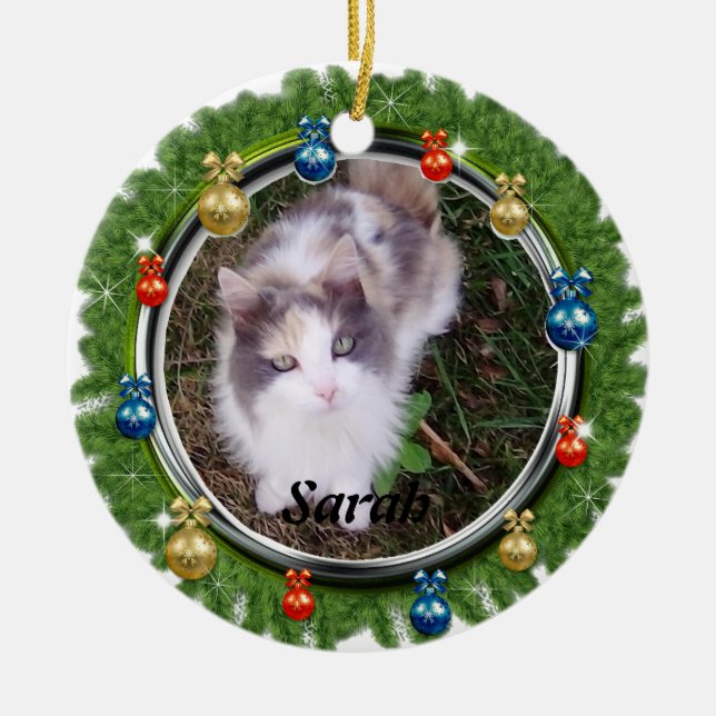 Custom Pet Ornaments Weihnachtsfeier Runde Keramik Ornament (Vorne)