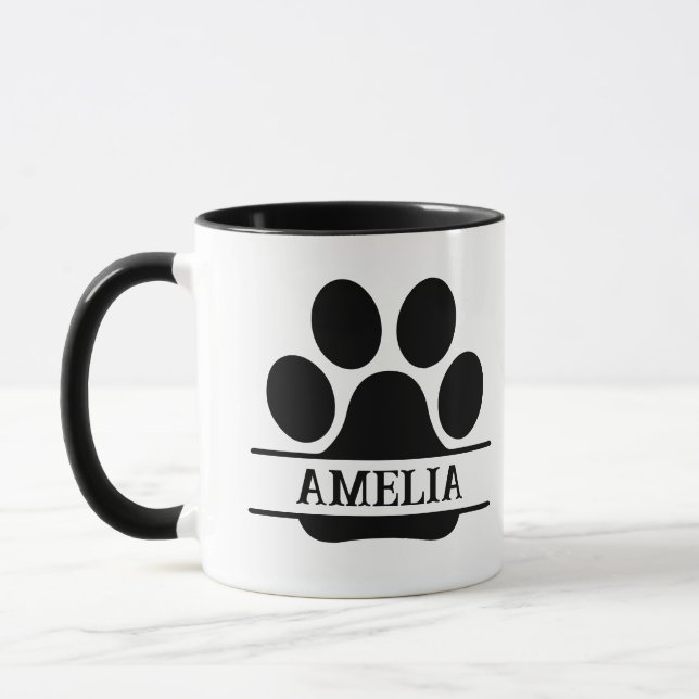 Custom Pet Paw Print Mug | Black & White Tasse (Links)