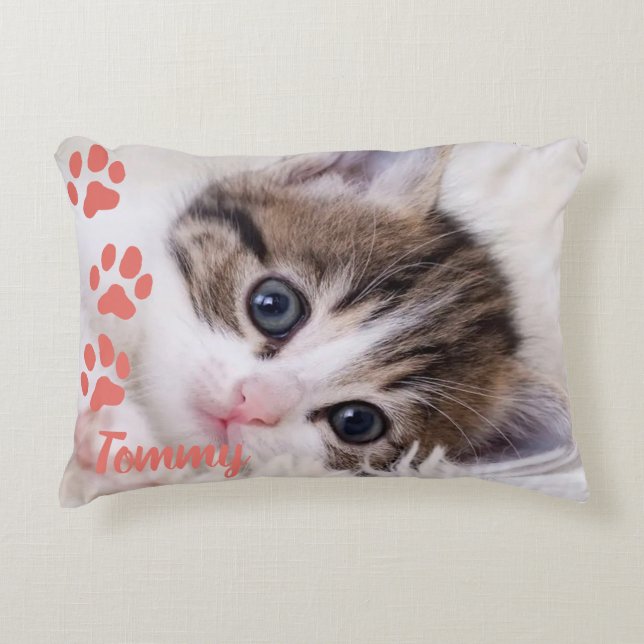 Custom Pet Photo and Name  Dekokissen (Vorderseite)