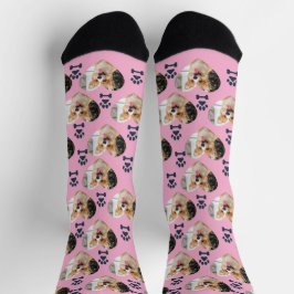 Custom Pet Photo and  Paw Prints Socks Socken