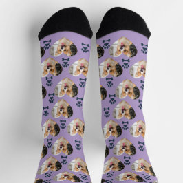 Custom Pet Photo and  Paw Prints Socks Socken
