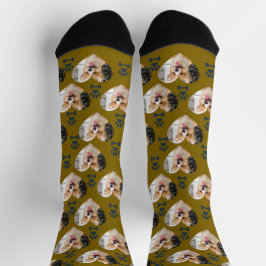 Custom Pet Photo and  Paw Prints Socks Socken