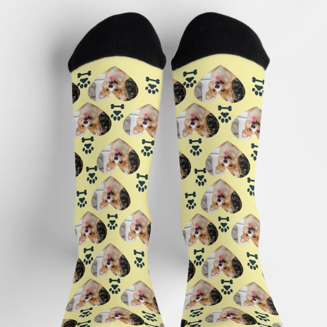 Custom Pet Photo and  Paw Prints Socks Socken (Oben)