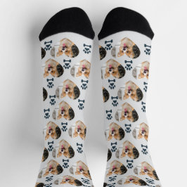 Custom Pet Photo and  Paw Prints Socks Socken
