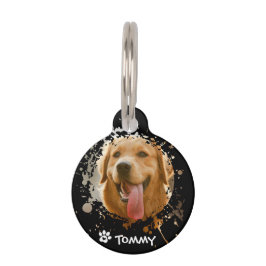Custom Pet Photo & Name Round Tag – Modern Design Haustiermarke