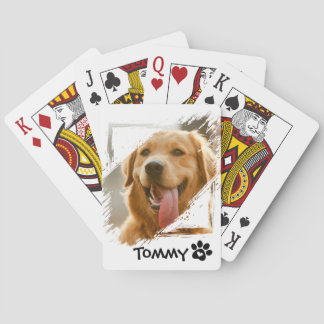 Custom Pet Photo Playing Cards with Name – White  Spielkarten