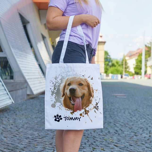 Custom Pet Photo Tote Bag with Name – All Over Pri (Custom Pet Photo Tote Bag with Name – All Over Print)