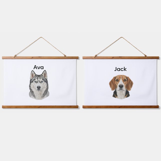 Custom Pet Portrait, Personalized Gift  Wandteppich Mit Holzrahmen (Doppelt)