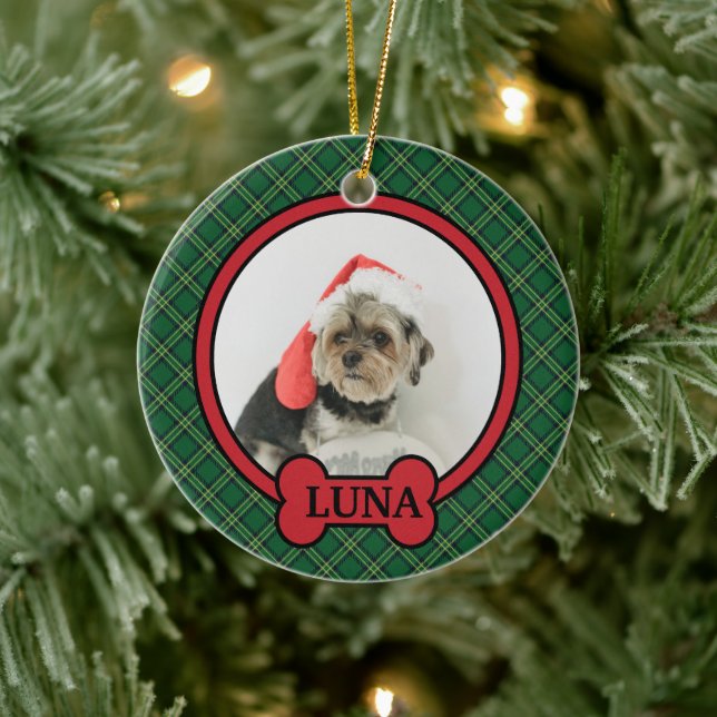 Custom Pet Weihnachten, Personalisiert Hund Foto Keramik Ornament (Baum)