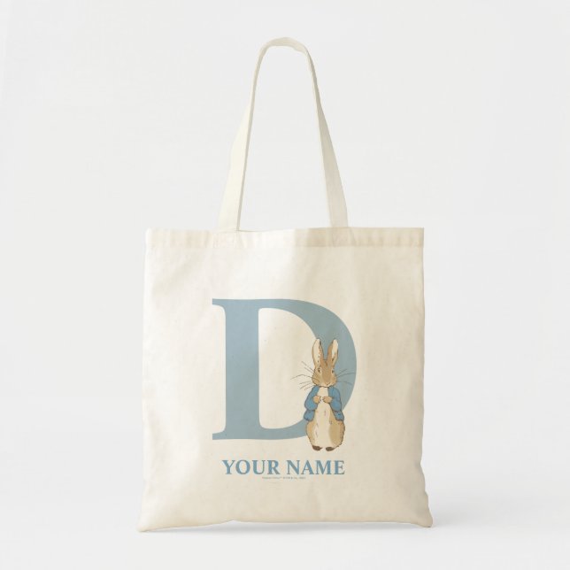 Custom Peter Rabbit - Letter D Tote Bag Tragetasche (Vorne)
