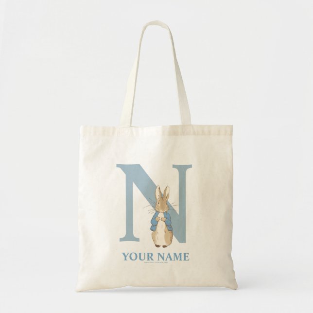 Custom Peter Rabbit - Letter N Tote Bag Tragetasche (Vorne)