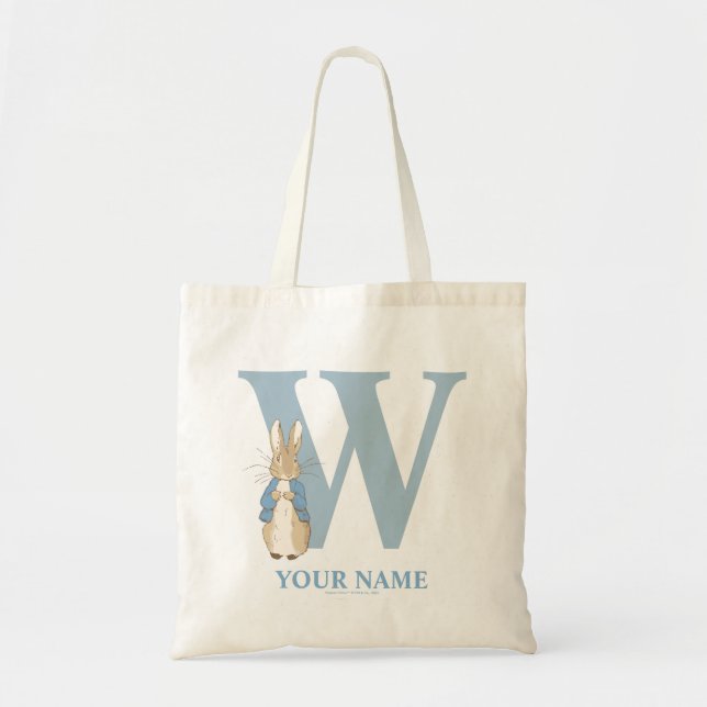 Custom Peter Rabbit - Letter W Tote Bag Tragetasche (Vorne)