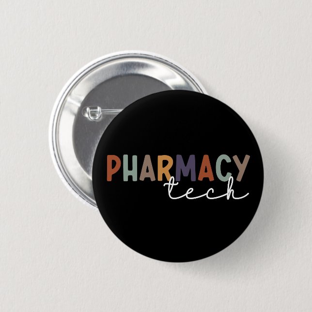 Custom Pharmacy Tech Retro Pharmacy Technique Button (Vorne & Hinten)