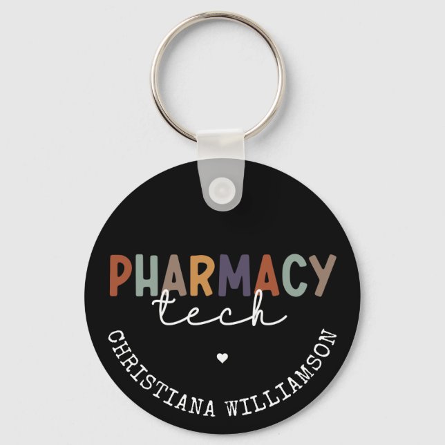Custom Pharmacy Tech Retro Pharmacy Technique Schlüsselanhänger (Vorderseite)