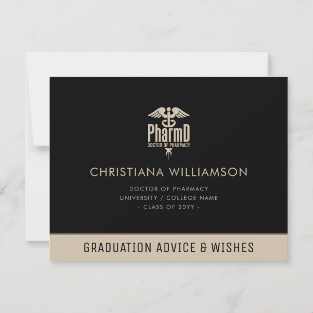 Custom PharmD Doctor of Pharmacy Advice and Wishin Mitteilungskarte (Rückseite)