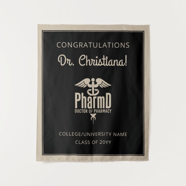 Custom PharmD Doctor of Pharmacy Graduation Party Wandteppich (Vorderseite)