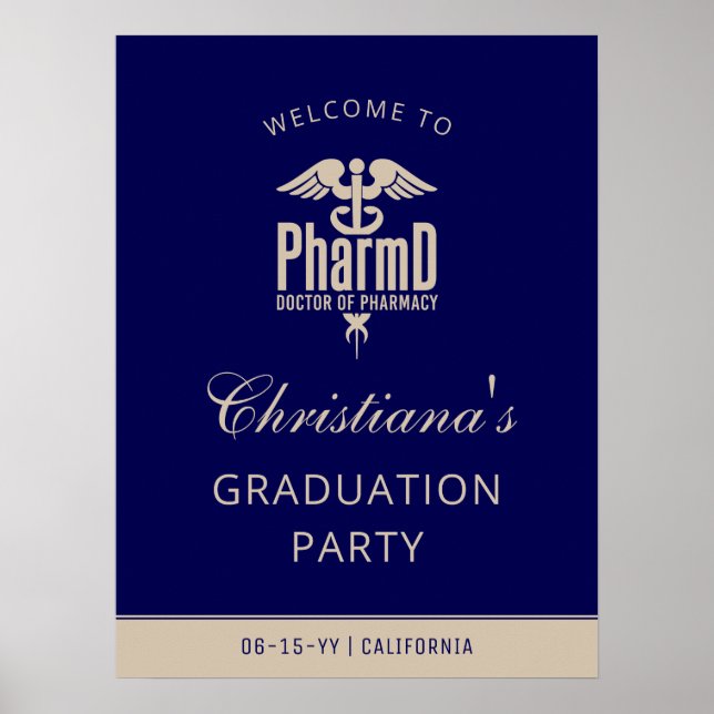 Custom PharmD Graduation Party Begrüßungszeichen Poster (Vorne)