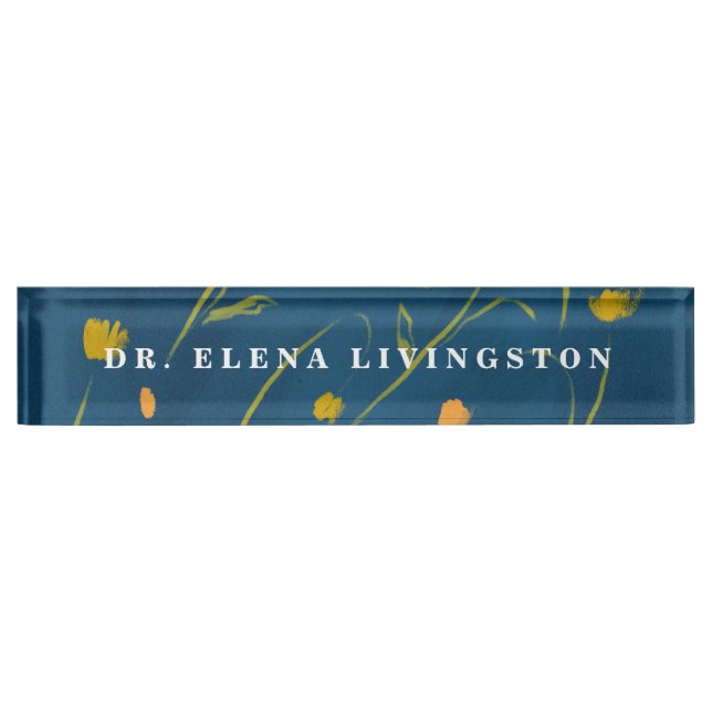 Custom PhD Graduate Gift Floral Namplate Namensplakette (Vorderseite)