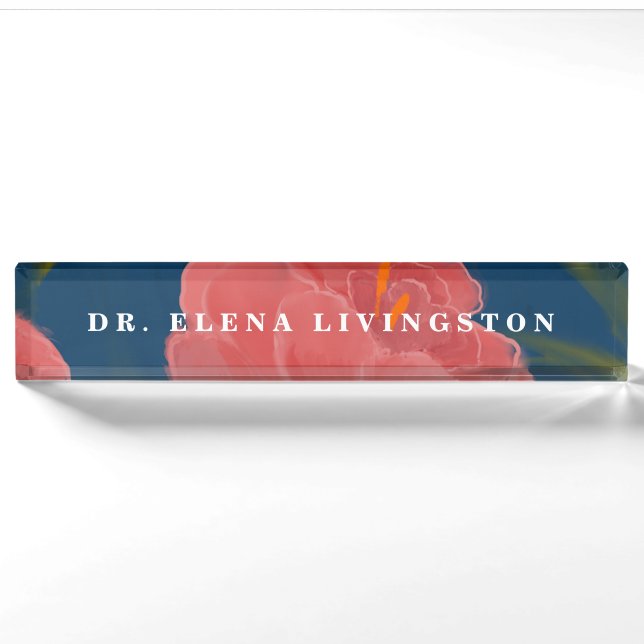 Custom PhD Graduate Gift Floral Namplate Namensplakette (Vorderseite)