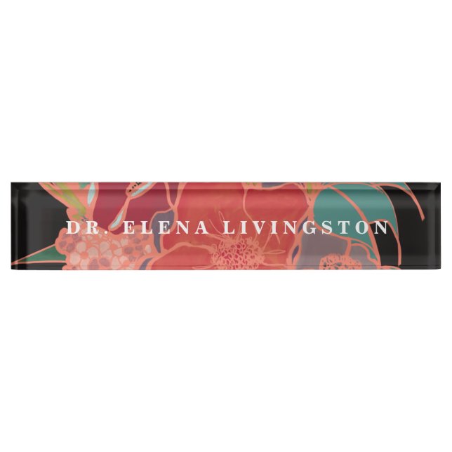 Custom PhD Graduate Gift Floral Namplate Namensplakette (Vorderseite)